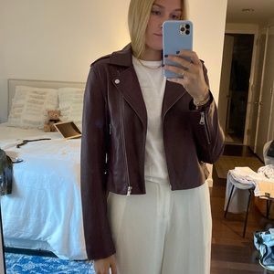 Oxblood red leather jacket